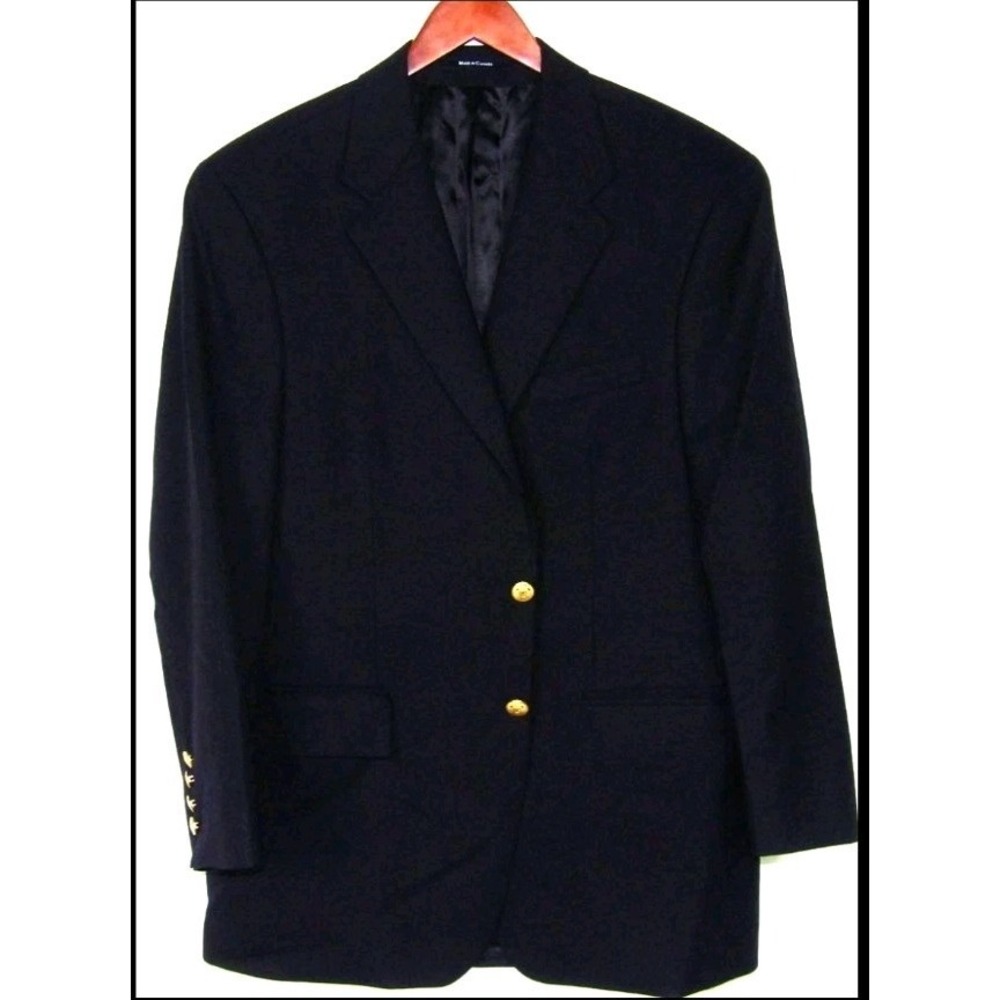 Polo University Ralph Lauren Mens 44R Blazer Navy Wool Gold Button Sport Coat